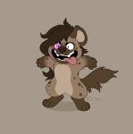  anthro brown_hair crazy_eyes digital_media_(artwork) disney female gremlin_mode hair helena_(bonk6) hyaenid kitchiki mammal pixar solo spots spotted_body tongue tongue_out toothy_grin turning_red 