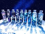  blue_theme commentary_request constellation glass_bottle no_humans original scenery space star_(sky) still_life yasuta_kaii32i 