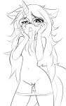  &lt;3 &lt;3_eyes absurd_res anthro blush bodily_fluids breasts clothed clothing equid equine eyelashes eyewear fan_character female fingers genital_fluids glasses hair hasbro hi_res horn long_hair mammal monochrome my_little_pony navel open_mouth panties panties_down partially_clothed pussy_juice saikoot small_breasts standing tongue tongue_out underwear underwear_down unicorn unicorn_horn 