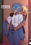  anthro avian berdly bird blush bodily_fluids bottomless cervid clothed clothing cum deltarune duo female genital_fluids genitals hi_res male male/female mammal masturbation noelle_holiday penis undertale_(series) video_games zytkal 