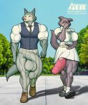  anthro balls balls_outline beastars big_balls big_breasts big_muscles big_penis blush bottomwear breasts bulge canid canine canis clothed clothing covering covering_face detailed_bulge duo embarrassed erection_under_skirt flaccid footwear fur genital_outline genitals gynomorph hi_res huge_balls huge_penis humanoid_genitalia humanoid_penis hyper hyper_genitalia hyper_penis intersex juno_(beastars) legoshi_(beastars) looking_at_another looking_away male mammal muscular muscular_anthro muscular_gynomorph muscular_intersex muscular_male necktie nipple_outline nipples penis penis_outline pirin-apex school_uniform shy skirt smile topwear underwear uniform vest wolf 