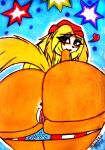  anthro anus bent_over big_butt blonde_hair blush breasts butt canid canine canis clothed clothing cuphead_(game) domestic_dog female fireworks genitals hair hat headgear headwear hi_res hunting_dog lipstick makeup mammal panties panties_down partially_clothed pilot_saluki_(cuphead) presenting presenting_anus presenting_hindquarters presenting_pussy pussy saluki seductive sighthound solo theloanwanderer216 traditional_media_(artwork) underwear underwear_down video_games 