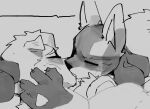  anthro canid canine canis claws duo eyes_closed finger_claws french_kissing goon_(goonie_san) goonie-san greyscale hand_spike interspecies kissing lucario male male/male mammal monochrome nintendo pok&eacute;mon pok&eacute;mon_(species) snout video_games wolf 
