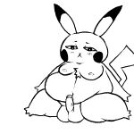  3_toes alekoin animated anthro balls belly big_balls blush blush_lines bodily_fluids chubby_anthro chubby_belly chubby_male cum cumshot ejaculation erection eyes_closed feet genital_fluids genitals girly looking_down male mammal navel nintendo nipples open_mouth penis pikachu pok&eacute;mon pok&eacute;mon_(species) small_penis solo sweat sweatdrop thick_thighs toes video_games 