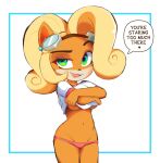  &lt;3 activision anthro breasts clothing coco_bandicoot crash_bandicoot_(series) female fur hi_res panties solo tenshigarden text under_boob underwear video_games wide_hips 