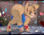  angel_(lady_and_the_tramp) canid canine canis detailed_background disney domestic_dog female hi_res lady_and_the_tramp mammal solo wugi 