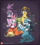  absurd_res anthro ball_lick ball_sniffing balls being_watched eeveelution espeon female flareon genitals glaceon group hi_res jolteon leafeon licking looking_at_another lotusgoatess male male/female nintendo oral pok&eacute;mon pok&eacute;mon_(species) purple_background sex simple_background sniffing sylveon tongue tongue_out umbreon vaporeon video_games 