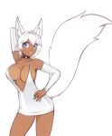  2022 animal_humanoid arctic_fox armwear big_breasts blue_eyes breasts canid canid_humanoid canine canine_humanoid choker cleavage clothed clothing eyebrow_through_hair eyebrows eyelashes female fox fox_humanoid hair hand_behind_head hand_on_hip hi_res humanoid inner_ear_fluff jewelry looking_at_viewer mammal mammal_humanoid necklace portrait scorpdk short_hair smile solo three-quarter_portrait translucent translucent_hair tuft white_hair yuki_(yuki_anno) 