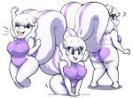 2022 anthro big_butt big_tail blush breasts butt coco_scent_(henrietta_lamb) denzeltip digital_media_(artwork) female fur hi_res mammal mephitid multicolored_body multicolored_fur nude shaded short_stack simple_background skunk striped_skunk thick_thighs two_tone_body two_tone_fur 