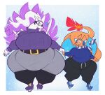  2022 absurd_res aimbot-jones anthro anthrofied belly big_breasts bottomwear breasts charizard clothed clothing digital_media_(artwork) dragon duo eyelashes eyeliner eyewear female glasses hair hi_res huge_breasts huge_hips legendary_pok&eacute;mon makeup membrane_(anatomy) membranous_wings nintendo orange_body orange_scales overweight overweight_female pok&eacute;mon pok&eacute;mon_(species) reshiram scales shorts smile sweater sweatpants thick_tail topwear video_games white_body white_hair white_scales wings 