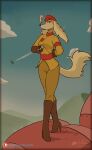  2022 absurd_res aircraft anthro canid canine canis clothed clothing cuphead_(game) domestic_dog female fingerless_gloves gloves handwear hi_res hunting_dog looking_at_viewer lotusgoatess mammal pilot pilot_saluki_(cuphead) saluki sighthound signature sky solo uniform video_games watermark 