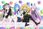 4girls colorful feichu_keju floating_cubes forever_7th_capital green_sleeveless heterochromia long_twintails multiple_girls nebille_(eternal_city) 