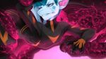  absurd_res alien angry anthro blue_body blue_eyes blue_hair blue_skin bodysuit clothing corruption cryozen dragon fiction fight forced girly hair hi_res liloli_(artist) male pink_tentacles pinup pose rubber science science_fiction skinsuit solo suit tentacles tight_clothing 