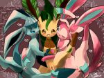  absurd_res blue_body censored eeveelution feral genitals glaceon group hi_res leafeon looking_at_viewer nintendo one_eye_closed pok&eacute;mon pok&eacute;mon_(species) pussy rurua spread_legs spreading sylveon tongue tongue_out trio video_games white_body yellow_body 