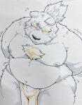  2022 anthro asian_clothing belly big_belly bulge clothing east_asian_clothing fundoshi hi_res japanese_clothing kemono male mammal moobs nipples overweight overweight_male solo suishou0602 underwear ursid white_clothing white_fundoshi white_underwear 