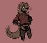  &lt;3 &lt;3_eyes anthro bulge canid canine canis clothing domestic_dog fishnet gynomorph hi_res intersex looking_pleasured mammal panties sjsartzone solo trans_(lore) underwear 