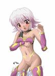  .hack//games 1girl armor bare_shoulders black_rose_(.hack//) censored dark_skin non-web_source pink_hair pussy red_eyes short_hair solo wardrobe_malfunction 