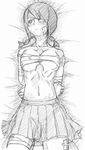  1girl bad_id bad_pixiv_id bandage_over_one_eye bandages bdsm bed bondage bound braid breasts cum eyepatch facial greyscale hetero jun_(666) kobushi_abiru large_breasts lying monochrome paizuri penis ribs sarashi sayonara_zetsubou_sensei short_hair sketch skirt solo_focus topless twin_braids 