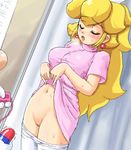  1girl blonde_hair blush company_connection dr.mario hetero konpeto long_hair lowres mario mario_(series) nurse pantyhose princess_peach pussy skirt skirt_lift solo_focus super_mario_bros. sweat vibrator white_legwear 