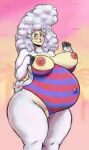  awful_lad belly big_belly big_breasts bovid breasts caprine clothing female female/female hi_res humanoid hyper hyper_belly mammal one-piece_swimsuit sha_(twf) sheep swimwear the_walten_files wide_hips 