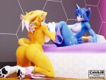  3_fingers 3_toes 3d_(artwork) 4:3 5_toes anthro bandai_namco barefoot big_butt blender_(software) breasts butt calebjb canid canine claws digimon digimon_(species) digital_media_(artwork) digitigrade duo feet female female/female fingers foot_fetish foot_lick foot_play fox fur genitals hair humanoid_feet krystal licking mammal nintendo nipples nude open_mouth pawpads paws plantigrade pussy renamon smile star_fox toes tongue tongue_out video_games white_body 