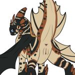  2022 anus blue_eyes brown_body dragon female genitals membrane_(anatomy) membranous_wings presenting_hindquaters pussy solo symrea telegram_sticker triangular_anus wings 