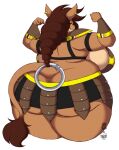  2019 4k absurd_res anthro barbarian bedroom_eyes biceps big_breasts big_butt bottomwear breasts brown_body brown_fur brown_hair butt butt_cleavage clothed clothing curvy_figure digital_drawing_(artwork) digital_media_(artwork) ear_piercing eyelashes eyelashes_through_hair female flexing flexing_bicep flexing_both_biceps fur green_eyes hair hi_res huge_breasts huge_butt long_hair long_tail looking_at_viewer looking_back mammal multicolored_body multicolored_fur narrowed_eyes overweight overweight_anthro overweight_female piercing seductive side_boob simple_background skimpy skirt smile solo superix tan_body tan_fur thick_thighs translucent translucent_hair two_tone_body two_tone_fur voluptuous warrior watermark white_background wide_hips yellow_sclera 