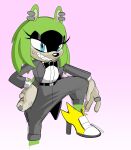  2022 afrosoricid anthro biped black_nose blue_eyes bottomwear bow_tie clothed clothed_anthro clothed_female clothing digital_media_(artwork) ear_piercing ear_ring female female_anthro footwear front_view green_hair grey_bottomwear grey_clothing grey_pants grin hair hi_res high_heels mammal maniacxvii multicolored_clothing multicolored_footwear multicolored_shoes pants piercing ring ring_piercing sharp_teeth shirt shoes simple_background smile solo standing step_pose suit surge_the_tenrec teeth tenrec topwear two_tone_clothing two_tone_footwear two_tone_shoes white_clothing white_footwear white_shirt white_shoes white_topwear yellow_clothing yellow_footwear yellow_shoes 