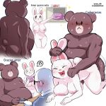  anthro big_breasts breasts brown_body brown_fur coca-bee comic conny_(line_town) doggystyle ear_grab female from_behind_position fur hi_res humanoid lagomorph leporid line_(app) male male/female mammal meme nude parody rabbit redraw romantic romantic_couple rough_sex sex shopping spanish_text text ursid white_body white_fur 