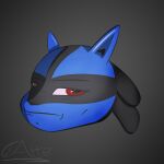  1:1 2022 absurd_res ambiguous_gender annoyed anthro black_background black_stripes blue_body blue_fur closed_frown disembodied_head disgruntled eyeliner fur glistening glistening_eyes hi_res humanoid lucario makeup nintendo otto_atter pok&eacute;mon pok&eacute;mon_(species) profile_picture red_eyes shaded simple_background simple_shading solo solo_focus stripes video_games 