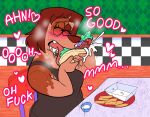  &lt;3 2022 anthro blush bodily_fluids canid canine canis domestic_dog drooling female food food_fetish galactabee gyro_(food) hi_res humor licking licking_food looking_pleasured mammal moan nikki_(galactabee) saliva solo suggestive suggestive_food tongue tongue_out 