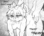  2016 accessory anthro belly_scales blush bodily_fluids bow_ribbon breasts comic cum doggystyle domestic_cat dragon duo ejaculation english_text felid feline felis female from_behind_position genital_fluids genitals hair_accessory hair_bow hair_ribbon hi_res if_hell_had_a_taste male male/female mammal marci_hetson monochrome navel nipples nude open_mouth ribbons scales sex skylar_fidchell sweat text vaginal viroveteruscy 