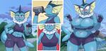  anthro big_breasts breast_expansion breasts cleavage clothed clothing drinking eeveelution expansion female hi_res nineka nintendo pok&eacute;mon pok&eacute;mon_(species) solo vaporeon video_games 