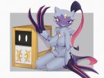  anthro breasts claws featureless_breasts female fur hi_res long_claws looking_at_viewer mammal nintendo nude pok&eacute;mon pok&eacute;mon_(species) pok&eacute;mon_legends:_arceus red_eyes sakana simple_background smile sneasler solo video_games 