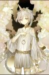  1boy ameth_(saibai_shounen) androgynous angel_wings blush closed_mouth grey_eyes grey_hair horns long_hair looking_at_viewer male_focus memi_(gamemix) official_art saibai_shounen second-party_source single_horn solo unicorn unicorn_boy wings 