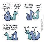  1:1 ambiguous_gender blue_body blue_fox_(foxes_in_love) blue_fur blue_tail canid canine comic dialogue duo english_text feral fox foxes_in_love fur green_body green_fox_(foxes_in_love) green_fur green_tail hi_res male_(lore) mammal shadow simple_background text url 