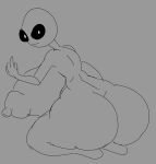  alien alien_humanoid areola big_areola big_breasts big_butt big_nipples black_sclera breasts butt cumlord female grey_background hi_res huge_areola huge_breasts huge_butt huge_nipples humanoid kneeling nipples nude rear_view roswell_grey simple_background solo thick_thighs white_eyes wide_hips 