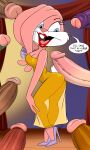  aeolus06 anthro babs_bunny breasts cleavage clothed clothing female genitals hi_res high_heels lagomorph leporid male male/female mammal penis rabbit tiny_toon_adventures translucent translucent_clothing warner_brothers 