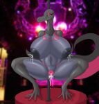  anthro belly big_breasts bodily_fluids breasts butt crouching cum cum_in_pussy cum_inside female genital_fluids genitals grin half-closed_eyes hi_res huge_breasts hyper hyper_breasts inside lactating looking_at_viewer narrowed_eyes navel nintendo nipples nude pok&eacute;mon pok&eacute;mon_(species) pole pussy reptile salazzle scalie smile solo spread_legs spreading stripper_pole thick_thighs vaginal vf-01s video_games 
