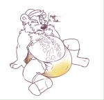  anthro beard belly big_belly bodily_fluids brickoven dialogue diaper facial_hair feces genital_fluids male mammal mature_male messy_diaper one_eye_closed overweight overweight_male scat soiling solo text urine ursid watersports wet_diaper wetting 
