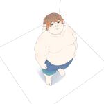  1:1 2022 anthro belly big_belly bodily_fluids bottomwear clothing domestic_pig hi_res humanoid_hands inunoshippo kemono male mammal moobs navel overweight overweight_male sad shorts solo suid suina sus_(pig) tears 