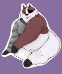  anthro badger badgerclops belly blep blush cartoon_network cybernetics cyborg eye_patch eyewear featureless_crotch fleshysack fupa hi_res machine male mammal mao_mao:_heroes_of_pure_heart mechanical_arm mustelid musteline overweight solo tongue tongue_out 