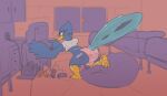  anthro avian bent_over berdly bird butt cellcone clothed clothing crop_top deltarune digital_drawing_(artwork) digital_media_(artwork) eyewear feather_hands feathers galliform glasses hi_res looking_at_viewer male panties peafowl phasianid shirt solo topwear undertale_(series) underwear video_games 