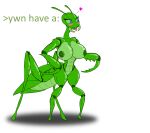  alpha_channel arthropod big_breasts big_titty_praying_mantis_gf blush breasts busty_feral female feral insect mantis nipples non-mammal_breasts nude simple_background solo text tongue unknown_artist 