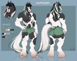  2022 5_fingers anthro apple-faced biped black_hair bulge butt clothed clothing digital_media_(artwork) english_text equid equine fetlocks fingers front_view full-length_portrait green_clothing green_eyes green_hair green_underwear hair hand_on_own_hip headshot_portrait hi_res horse looking_at_viewer looking_forward male male_anthro mammal model_sheet multicolored_hair multiple_versions muscular muscular_anthro muscular_male portrait rear_view solo spots spotted_body standing text topless topless_anthro topless_male underwear white_hair white_tail 