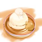  artist_name bear bird brown_background brown_fur bubble chai_(drawingchisanne) desert food food_focus ice_cream looking_at_another lying on_side on_stomach original signature simple_background white_background white_fur 