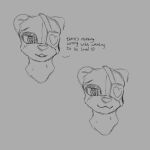  &lt;3 anthro axentooth bedroom_eyes blush dialogue eye_patch eyewear glistening glistening_eyes headshot_portrait leroy_(axentooth) looking_at_viewer male mammal narrowed_eyes open_mouth portrait seductive sketch smile solo teeth text ursid 