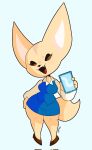  aggressive_retsuko ailurid anthro artist_name breasts canid canine cellphone clothed clothing digital_media_(artwork) female fennec fenneko fingers footwear fox fur hi_res holding_cellphone holding_object holding_phone looking_at_viewer mammal open_mouth phone sanrio shoes simple_background smartphone smile snaggle_tooth solo standing tongue topwear tyso_art white_body white_fur wide_hips 