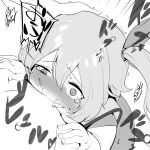  1boy 1girl bangs blush bow commentary_request cookie_(touhou) cum cum_in_mouth daiyousei diyusi_(cookie) ejaculation fellatio greyscale hair_between_eyes hair_bow hand_on_another&#039;s_head hetero high-visibility_vest irrumatio jiyu_(jiyusi) long_hair monochrome open_mouth oral ponytail pov simple_background solo_focus touhou unusually_open_eyes upper_body 