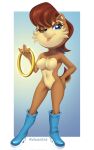  anthro arched_back archie_comics big_breasts blue_boots blue_clothing blue_eyes blue_footwear boots boots_only breasts butt_from_the_front cheek_tuft chest_tuft chipmunk clothing eyelashes facial_tuft featureless_breasts featureless_crotch female footwear footwear_only gold_ring ground_squirrel hair hand_on_hip hi_res holding_object looking_at_viewer mammal mostly_nude navel one_eye_closed red_hair rodent sally_acorn sciurid sega short_hair smile smiling_at_viewer solo sonic_the_hedgehog_(archie) sonic_the_hedgehog_(comics) sonic_the_hedgehog_(series) squish_(artist) standing thick_thighs tongue tongue_out tuft wink winking_at_viewer 
